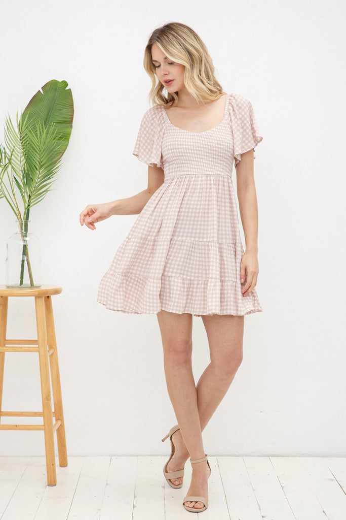 Elleflower - Gingham Flutter Sun Dress