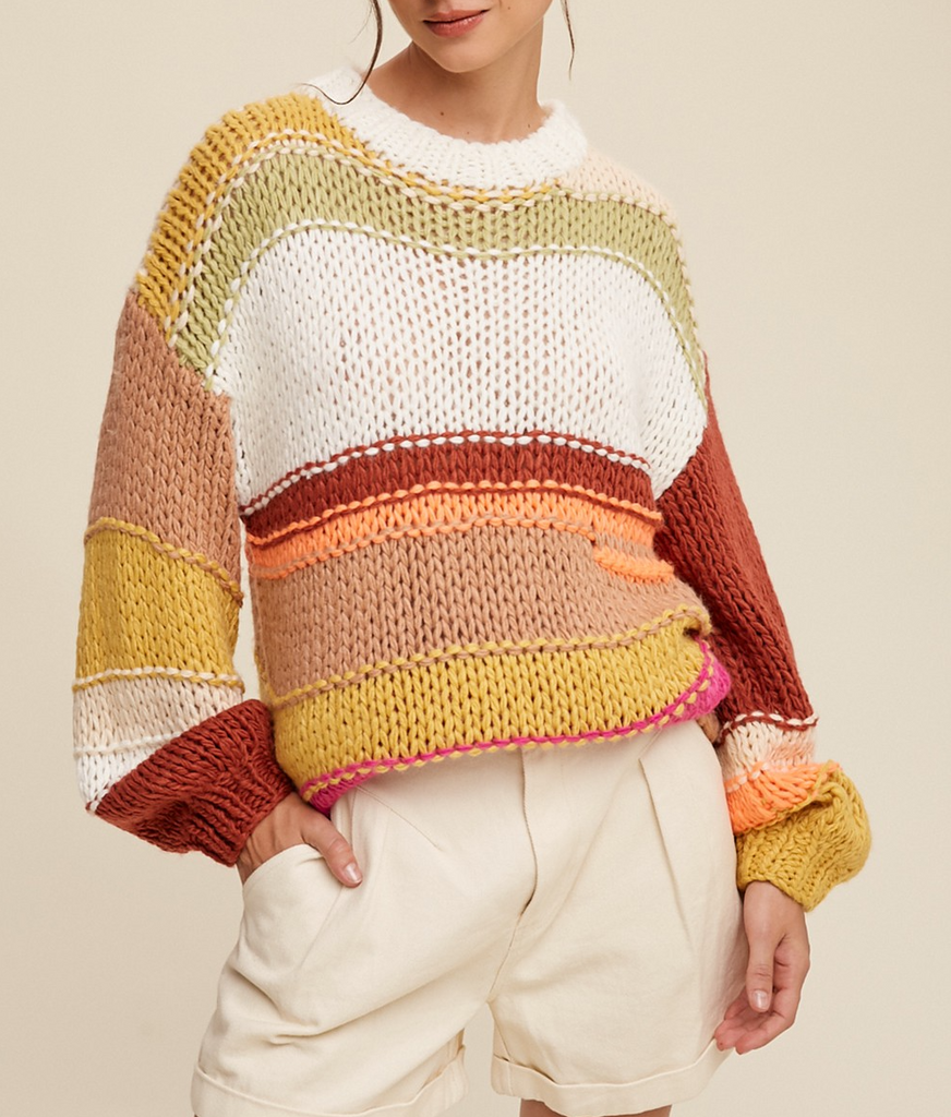 ELLEFLOWER - Chunky Multi Sweater - AUTUMN HARVEST