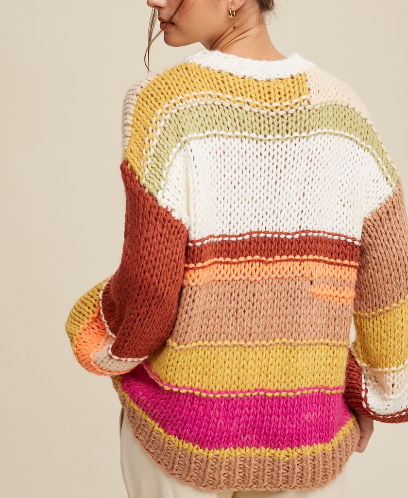 ELLEFLOWER - Chunky Multi Sweater - AUTUMN HARVEST