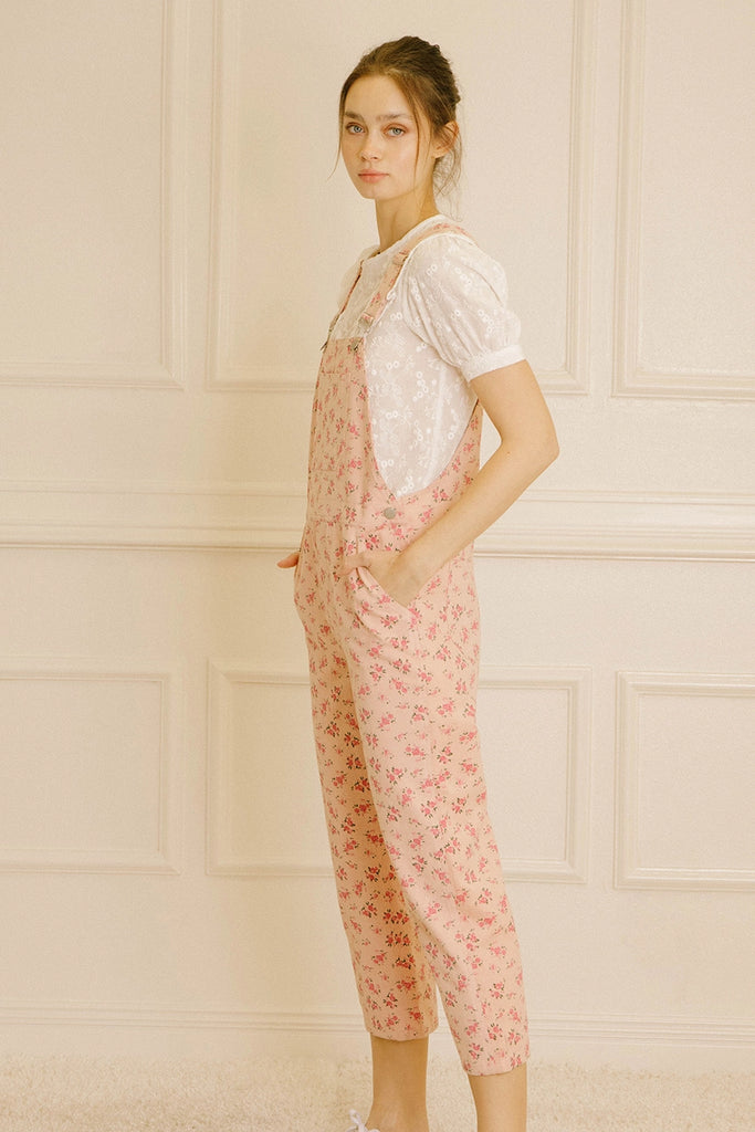Elleflower - Tiny Floral Print Overall Pants