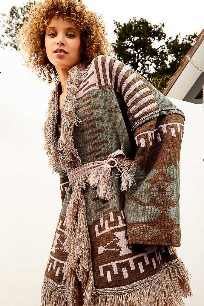 Elleflower - Eclectic Essence Sweater Cardigan - OLIVE MOCHA