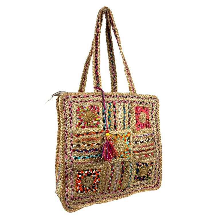 ELLEFLOWER - Jute Artistry Tote