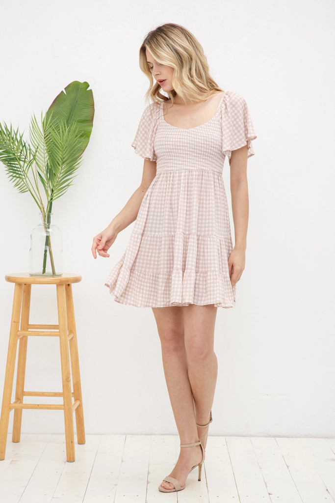 Elleflower - Gingham Flutter Sun Dress