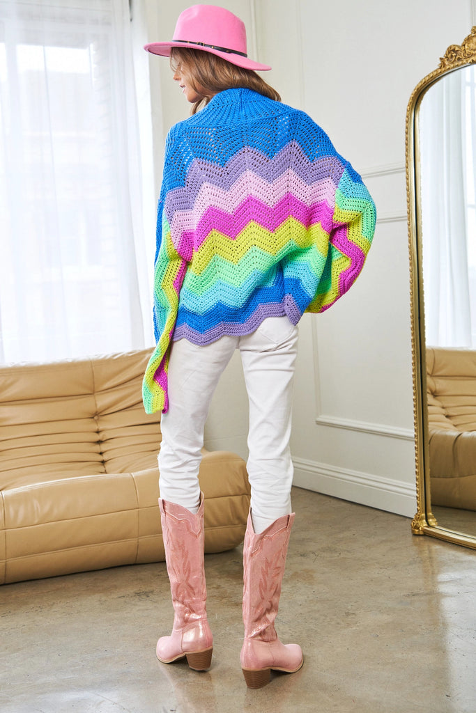Elleflower - Rainbow Multi Colour Knit Sweater Cardigan