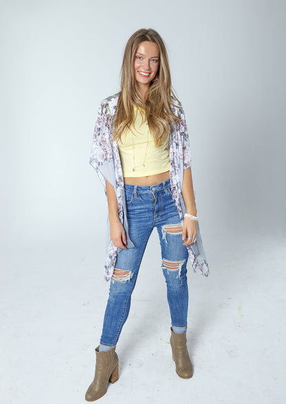 Smell The Roses Kimono- SLATE
