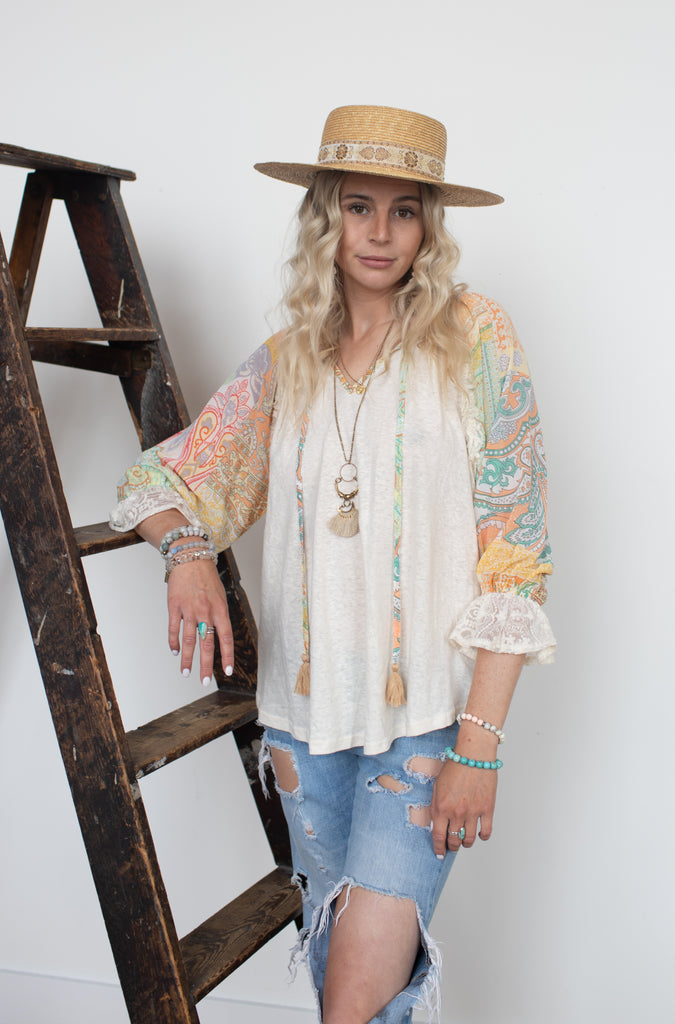 Elleflower - Paisley Lace Blouse- Cream