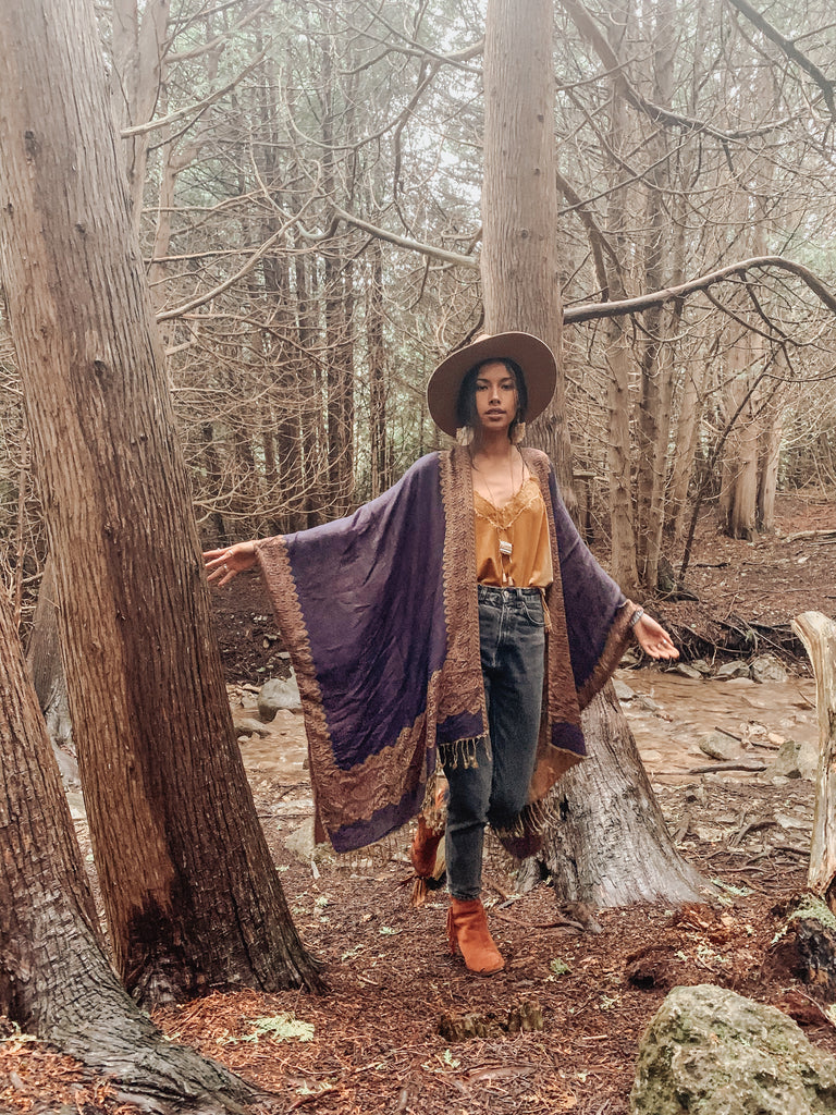 Stella Border Kimono- CHOCOLATE NAVY