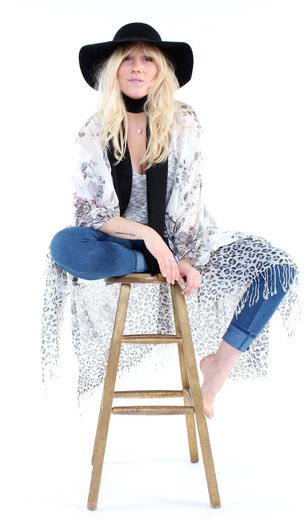 Rosie Posie Kimono - Dove Denim