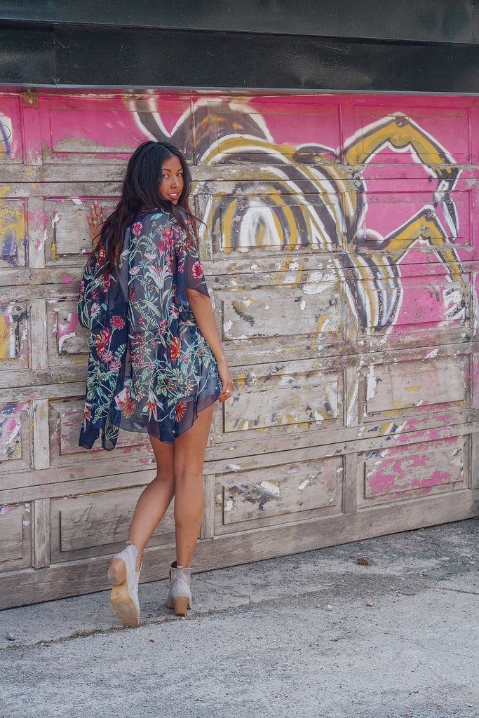 Wild Bloom Kimono - INDIGO