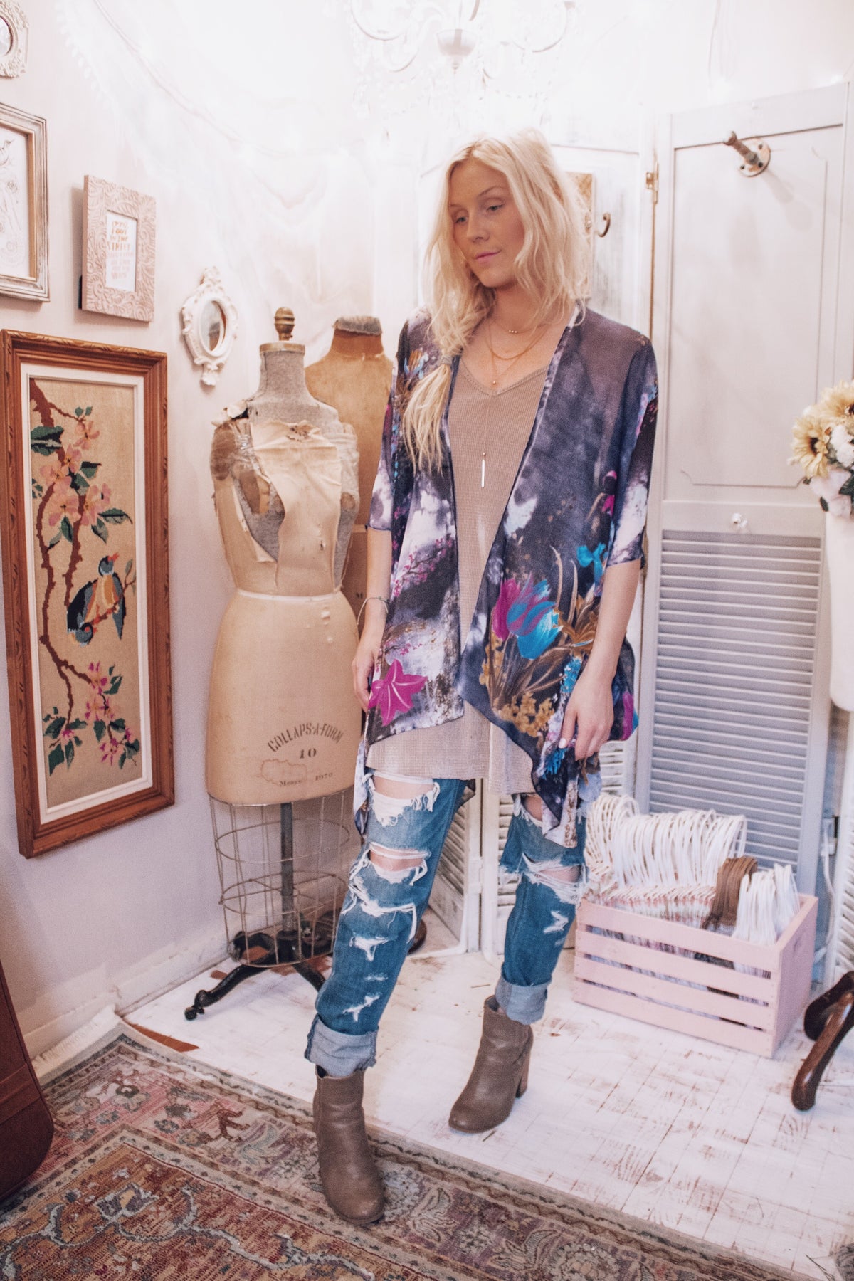 Flower Fields Forever Kimono- B E R R Y