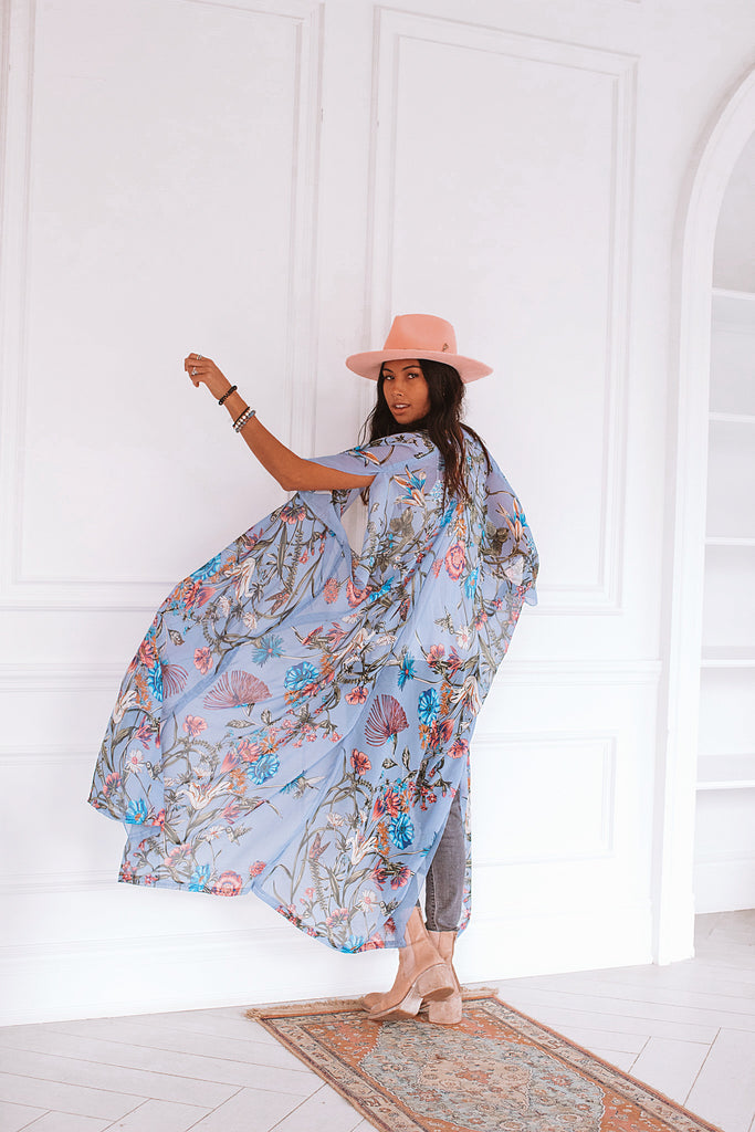 Duster Kimono: wild bloom -  P E R I W I N K L E