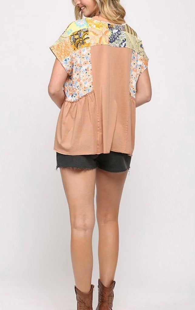 Elleflower - Patchwork Tee- Apricot