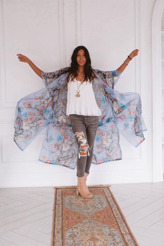 Duster Kimono: wild bloom -  P E R I W I N K L E