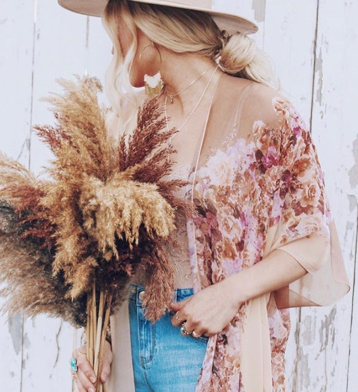 Smell The Roses Kimono- HONEY
