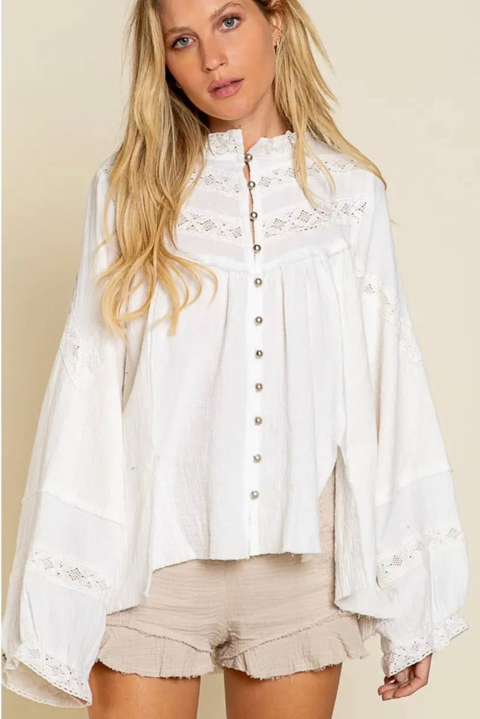Elleflower - Victorian Button Top- Ivory