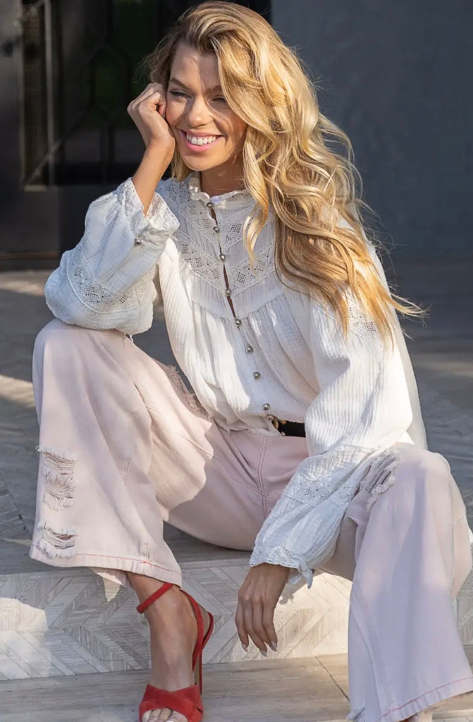 Elleflower - Victorian Button Top- Ivory
