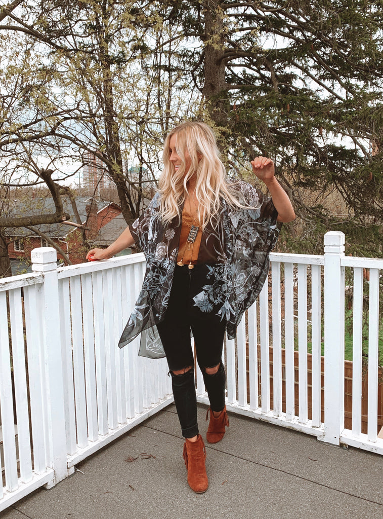 Wild Bloom Kimono - M I D N I G H T