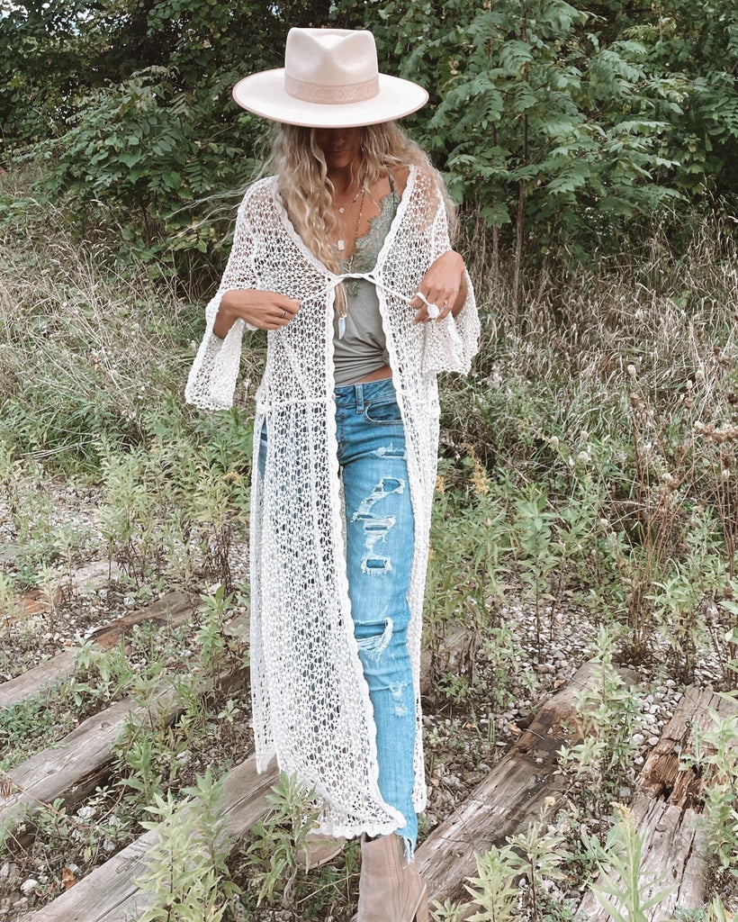 Elleflower - Ellie Fine Lace Duster- Cream