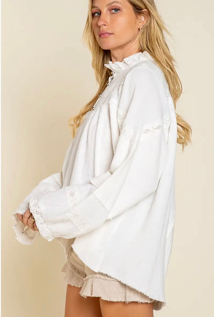 Elleflower - Victorian Button Top- Ivory