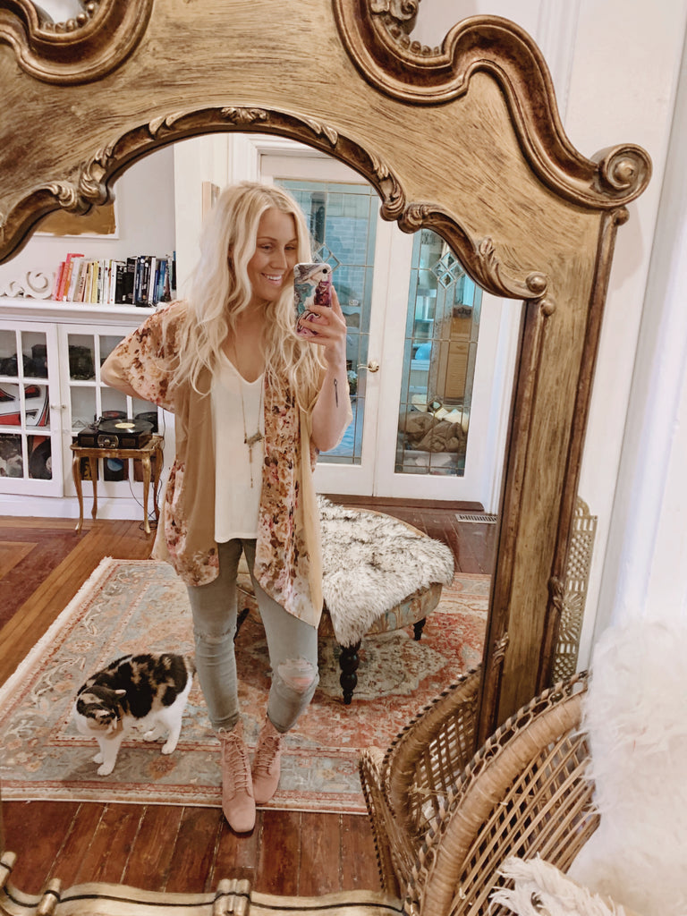 Smell The Roses Kimono- HONEY