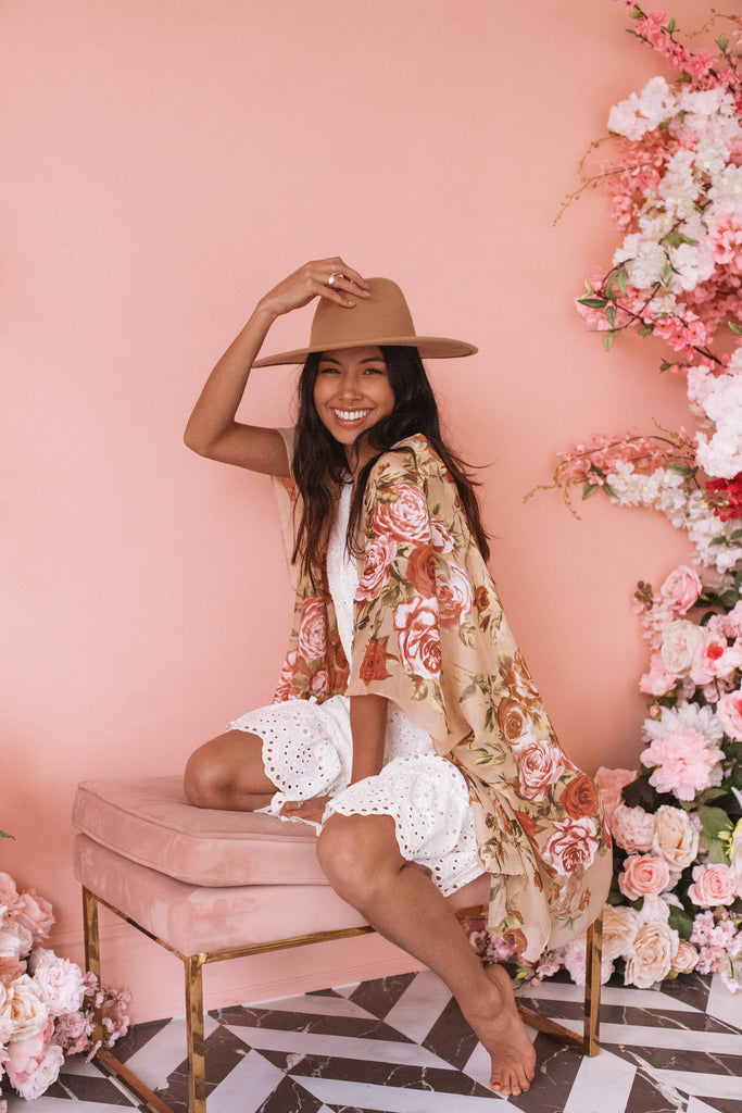 Rose Bush Kimono - HONEY