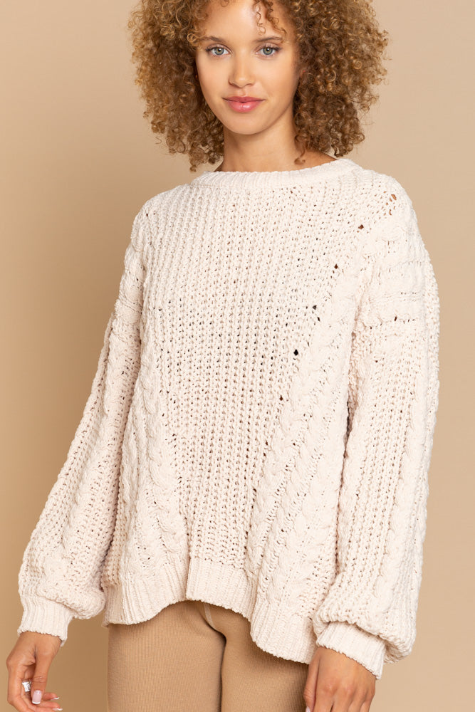 Elleflower- Latte Chenille Pullover