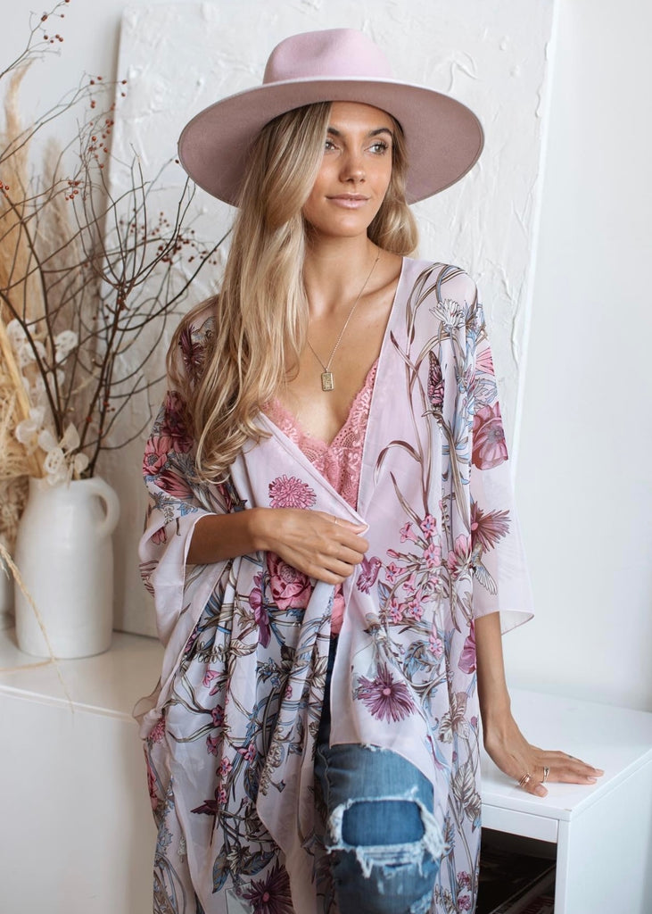 Wild Bloom Kimono - BLUSH