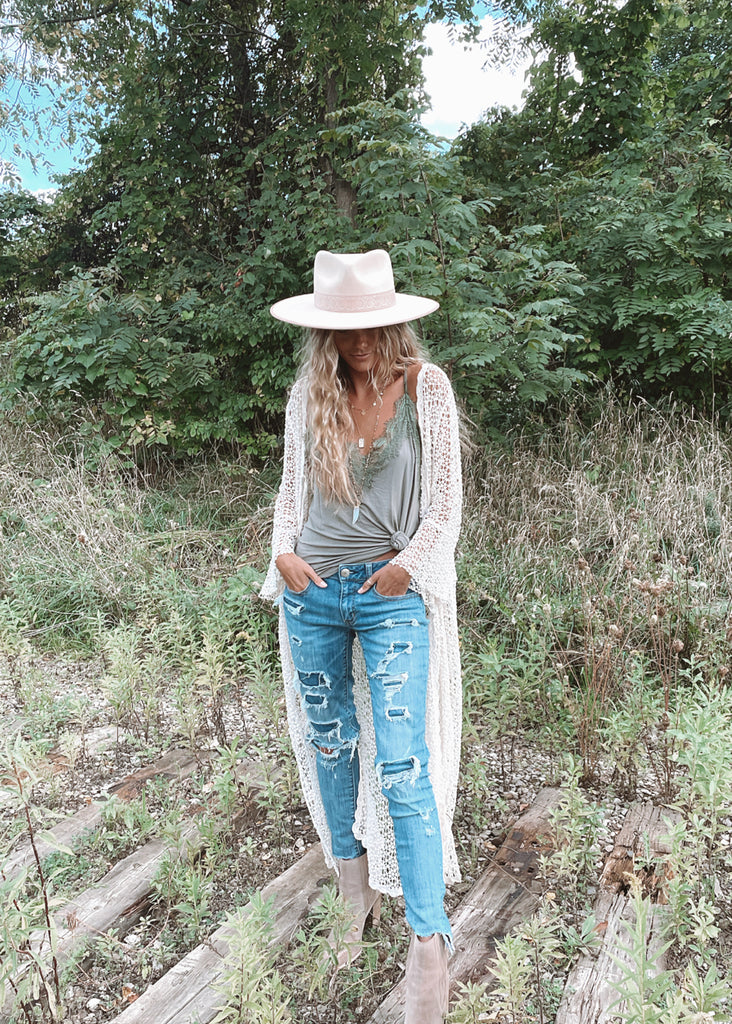 Elleflower - Ellie Fine Lace Duster- Cream