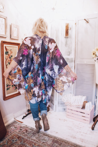 Flower Fields Forever Kimono- B E R R Y
