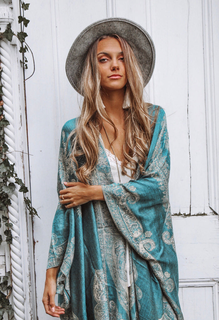 Swan Song Kimono- AQUAMARINE