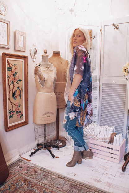 Flower Fields Forever Kimono- B E R R Y