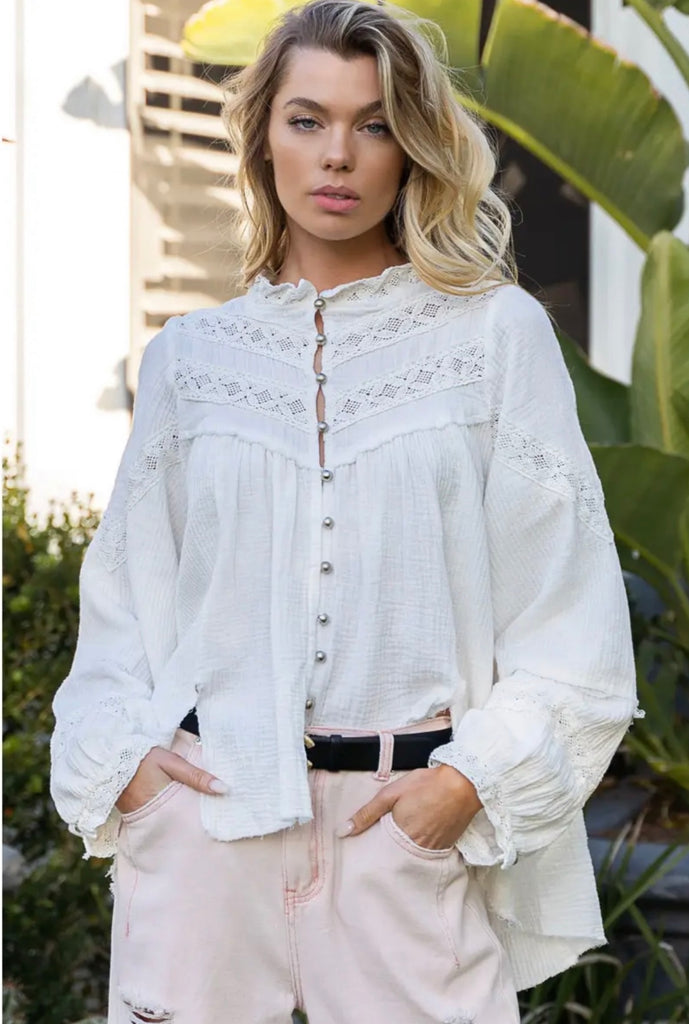Elleflower - Victorian Button Top- Ivory