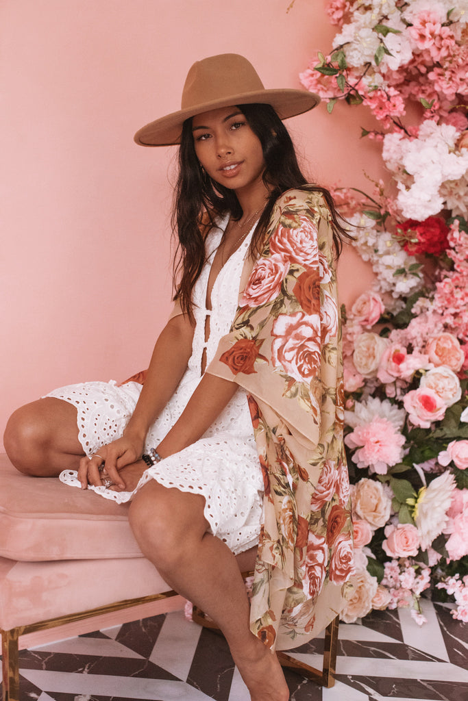 Rose Bush Kimono - HONEY
