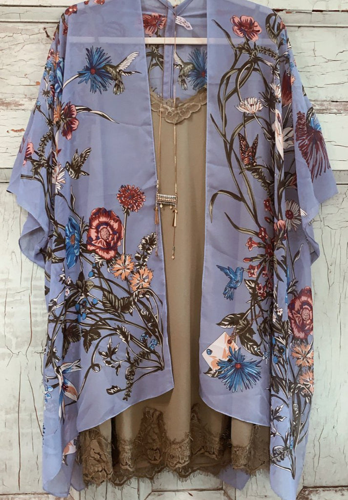 Wild Bloom Kimono - PERIWINKLE