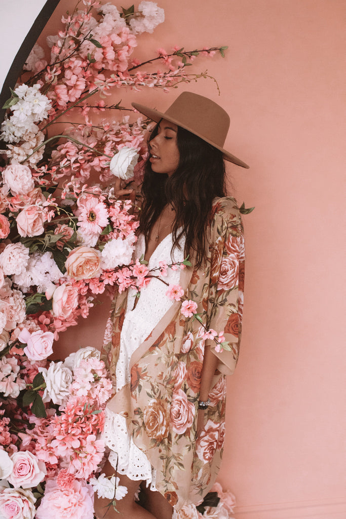 Rose Bush Kimono - HONEY
